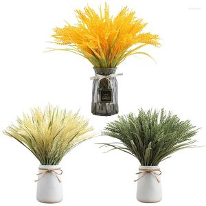 Decorative Flowers 40CM Artificial Rice 5 Forks Of Wheat Ears Golden Fields Garden Sites Restaurant Partitions Grass Plants