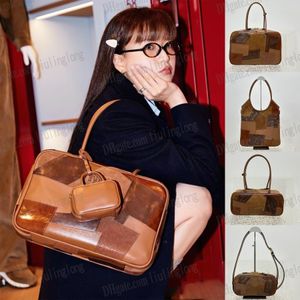 Novo Mius hobo designer tote emenda couro genuíno alça superior bolsa de luxo mulheres bolsas embreagem bolsa de ombro alça tote bolsa com zíper miui patchwork sacos de couro