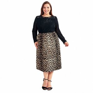 Vintage Plus-Size-Röcke für Frauen, Leopardenmuster, bequem, lässig, hohe Taille, gerade, Stretch-Lg-Rock, 4XL, 5XL, 6XL, 8XLH123 s065#