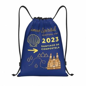 Anpassad kammussla Shell Camino de Santiago DrawString -väskor för träning Yoga ryggsäckar Kvinnor Män Sport Gym Sackpack M2I2#