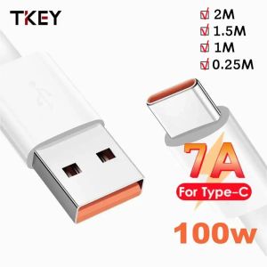 100W USB Type-C-kabel 7A Super-Fast laddningskabel för Huawei Mate 20X 30 Redmi 10 Pro Telefon Fast Charging USB Charger Data Cord