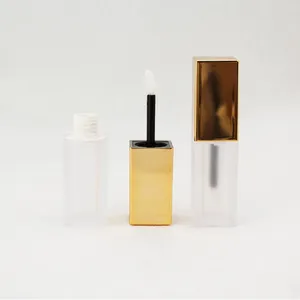 Bottiglie di stoccaggio Vuote Confezione cosmetica da 6 ml Tubo quadrato trasparente satinato lucido con tappo dorato 36 pezzi