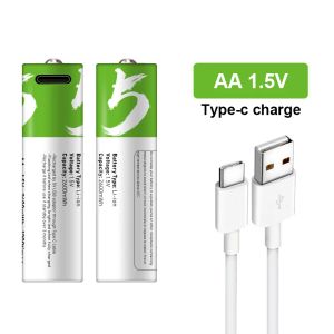 2023 1,5 V 2600 mAh AA AA USB Litowe akumulator do zdalnego sterowania myszy elektryczna golarka Mała wentylator MP3+ Kabel typu C