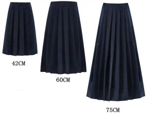 Elastik Bel Japon Öğrenci Kızlar Okulu Tekdüzen Düz Renk Elbise Pileli Etek Kısa/Orta/Uzun Lise Elbise