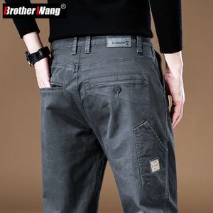 Varumärkeskläder Mens Cargo Pants 97%Bomullsfast färgbete Wear Casual Pant Wide Korean Jogger Trousers Male 240315