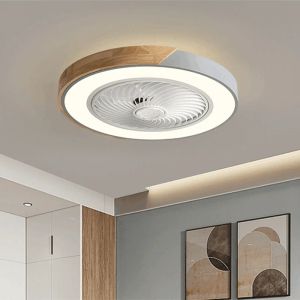 Smart Ceiling Fans With Light For Living Room Dining Room Blades Reversible 6 Speeds 52CM Fans Lighting 36W Low Floor Fans Lamp