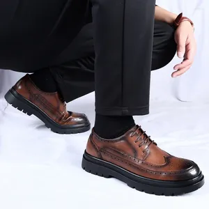 Casual Shoes Spring Retro Mens Formal Genuine Leather Dress British Stylish Business Men Wedding Party Brogues Oxford