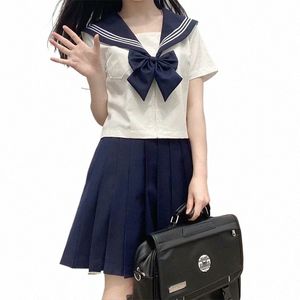 Schwarz Weiß JK Uniform Sommer Kurze/lg Ärmel Japanische Schuluniformen Mädchen Sailor Sets Faltenrock JK Uniform COS Kostüm 50xl #