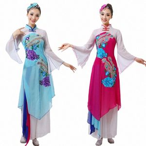 Frauen Hanfu chinesischen Stil klassischen Tanz Leistung Frauen Yangko Fächertanz Volkstanz Leistung t5MA #