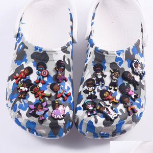 Sko delar tillbehör anpassade CLOG CHARM Black Girl and Boy Shoes Charms For Kids Gift Wholesale Drop Delivery DHT9K