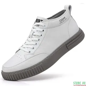 Casual Shoes Fashion Leather Men's 2024 Autumn High-Top For Men Non-Slip Student Male Sneakers White Ankle Boots