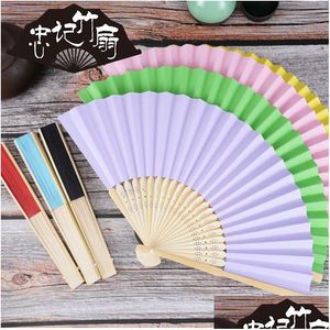 Objetos decorativos estatuetas papel bambu dobrável fã de mão casamento personalizado fsahion fãs festa decoração arte artesanato dança chinesa hom dhzql