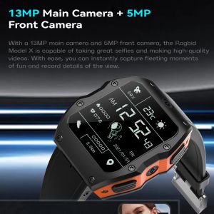 Rogbid Modell X 4G Android Smart Watch Men 4G LTE 5,0 MP 13,0 MP Dualkameras 4 GB RAM 128 GB ROM Quad Core SmartWatch WiFi GPS Watch