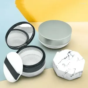 Storage Bottles Portable Ultra-thin Plastic Powder Box Empty Loose Pot Travel Makeup Jar Sifter Container With Puff Mirror