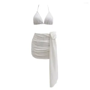 Damen-Bademode, modisches Bikini-Set mit hoher Taille, floralem Cover-Up-Rock, sexy Strandmode für Sommer-Ensemble