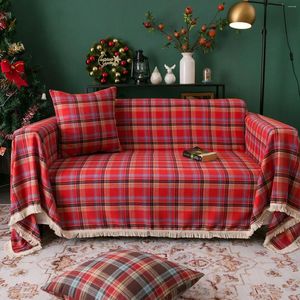 Krzesło obejmują świąteczny ręcznik do włosów wielofunkcyjna okładka American Red Plaid Holiday Retro