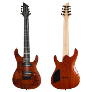 Gitarre, 24 Bünde, E-Gitarre, 8 Saiten, Musikinstrumente, 99,1 cm (39 Zoll) Wurzelholz-Hautdecke, Korpus aus massivem Okoume-Holz, neu eingetroffen