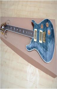 Custom Reed Smith Qulit Flame Maple Top Vintage Blue Electric Guitar Eagle Headstock Logo Mop Birds Inlay Tremolo Bridge Gold Hard3370175