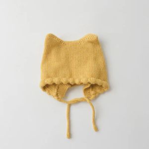 2023 Korea baby stickad hatt elastisk spädbarn baby motorhuven flickor pojkar vårens höststickade hattar solid färg småbarn mössor