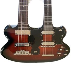 Niestandardowy sklep Tobacco Sunburst 1275 Double Neck SG Guitar Electric 4 Strings Bass 6 Guitars Black Pickguard Chrome Hardwa5281064