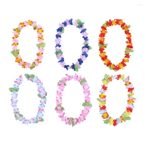 Dekorative Blumen 6 PCs Weihnachtsdekorationen Hochzeitsfeier Cotillon Kostüm Halskette Hawaii Garland Beach