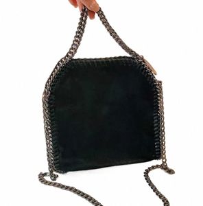 Falabella Mini Woman Metallic Sliver Black Tiny Shop Women Handbag Leather Crossbody Commuter Bag I34S＃