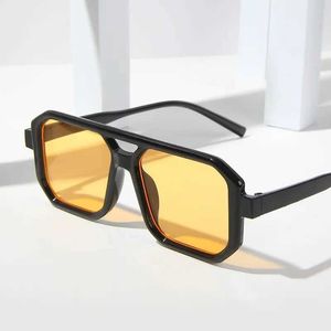 Sonnenbrille Retro Double Bridge Damen Sonnenbrille Mode Quadratisch Kleiner Rahmen Einfache Trend Farbverlauf Sonnenbrille Herren Klassische Schwarze Brille J240330