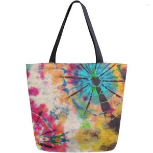 Shopping Bags Tie Dye Canvas Tote Purse Bag Shoulder Casual Book Large For Women Teachers Handbag Reusable Multipurpose Use