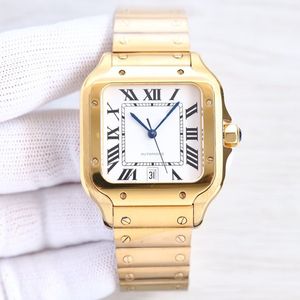 Ca Square Mens 40mm Paslanmaz Çelik Mekanik Saatler Kılıf ve Bilezik Moda Altın İzle Erkek Aydınlık Kol saatleri Mon270m