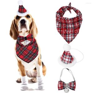 Dog Collars Pet Christmas Party Dress Up For Accessories Triangular Binder Necklace Cute Animals In Red