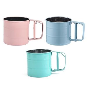 Stainless Steel Mesh Sieve Cup Handheld Flour Shaker Icing Sugar Bake Tool Cake Utensils Cocoa Powder Sieve Strainer Baking Tool