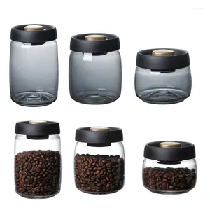 Storage Bottles Vacuum Sealed Canister Coffee Beans Glass Airtight Kitchen Grains Dropship