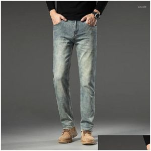Мужские джинсы 2024, весенне-осенние прямые брюки со средней и высокой талией, тонкие брендовые брюки, Прямая доставка, одежда, Otsw7