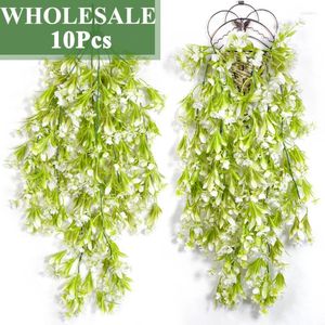 Decorative Flowers Wholesale 10pc Artificial Plants Vine Magnolia Wall Hanging Leaves Garland Outdoor Home Garden Balcony Decoration Fake