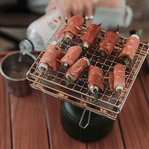 Stainless Steel Folding Toast Grill Mesh Filter Grill Mesh for Small Gas Ovens Camping Accessories Stove Cooking Utensils Tool 240327