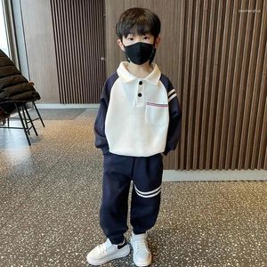 Clothing Sets Autumn Winter Fashion Polo Collar Long Sleeved Children's Casual Versatile Western Style Korean Edition Loose Kids Set