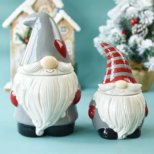 Mugs Santa Claus Sealed Jar Creative Ceramic Large Capacity Household Storage Snack Candied Fruit Jar.