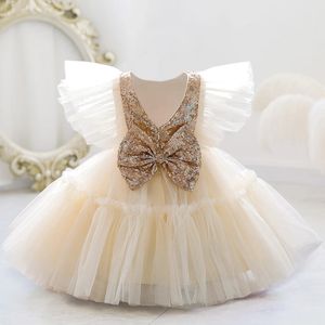 Småbarn 1: a födelsedagsklänning för babyflickor kläder paljett dop prinsessa tutu klänning flickor klänningar fest kostym 0-5 år 240319