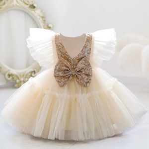 Vestito per il primo compleanno del bambino per i vestiti della neonata Vestito con paillettes per battesimo Vestito dal tutu della principessa Abiti per ragazze Costume da festa 0-5 anni 240319