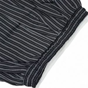 men's Restaurant Service Loose Man Chef Maxi Bottoms Cook Kitchen Trousers Stripe for Wear Uniform Pant Work Food V6aW#