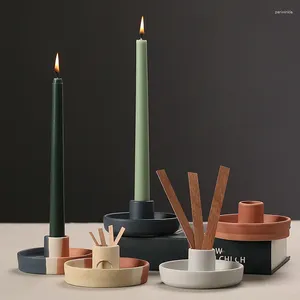 Candle Holders Nordic Ceramics Geometric Holder Cup-Shaped Stem Candlestick Jewelry Home Ornament