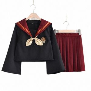 spring Autumn Lg sleeve JK Japanese School uniform fi school class red suit Girl student school uniforms for Cosplay k3Ws#