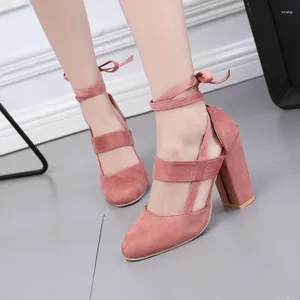 Casual Shoes Velvet Large Size Luxury Sandals High Heels Suit Female Beige Suede Comfort Big Fashion High-heeled Girls Block Low Black