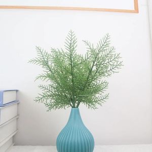 Decorative Flowers 5pcs 27cm Plastic Pine Needle Artificial Plants Christmas Tree Decoration Supplies Simulation Greeny Grass Wreath