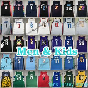 Homens Crianças Basquete Jerseys Vucevic Lonzo 43 Siakam Butler 30 Curry 5 Murray Fox Banchero 23 James Stephen 24 Bryant Giannis 1 LaMelo Ball 12 Ja Morant 35 Kevin Durant