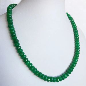 Halsketten Tiefgrüne Smaragde 5 * 8mm Facettierte Naturstein Halskette Frauen Halsband Anhänger Verlobung Mode Weibliche Schmuck Hochzeitsgeschenk