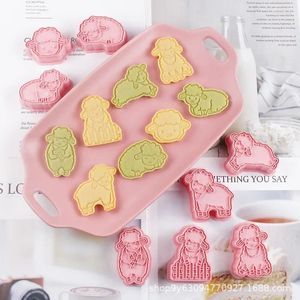 ベーキング型羊のクッキー型プラスチック3Dステレオスピック家庭用ケーキプレスツールアニマルスタンプ