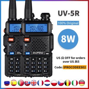 2PCS REAL 8W BAOFENG UV-5R Walkie Talkie High Power Portable Ham CB Radio UV 5RデュアルバンドVHF/UHF FM Transceiver Two Way Radio