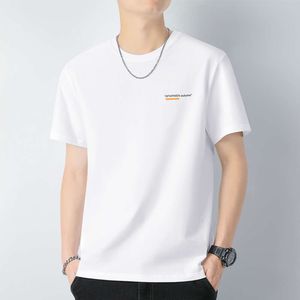 Pure Cotton Short Sleeved T-Shirt For Men's Summer Men's Round Neck Trend Xinjiang Long Staple Cotton Half Sleeved All Cotton T-Shirt For