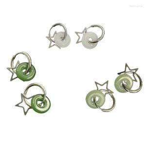 Hoop Huggie-Ohrringe, chinesisch inspirierte Ohrringe, Retro-Fünfeck-Stern-Ohrstecker, Nachahmung von Jade-Pentagrammen, fünfzackige Verzierung, Tropfen-Delivery Ottjw